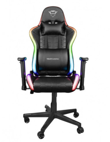 Scaune și mese pentru jocuri Trust Trust Gaming Chair GXT716 RIZZA-Black RGB LED Illuminated- Height adjustable armrests- Class