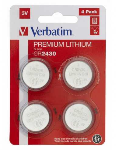 Baterii AA, AAA - alcaline Verbatim Lithium Battery CR2430 3V 4pcs- Blister pack