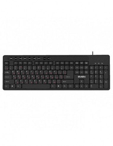 Tastaturi SVEN SVEN KB-C3060- Keyboard- Waterproof construction- 113 keys- 9 shortcut key- 1.5m- USB- Black