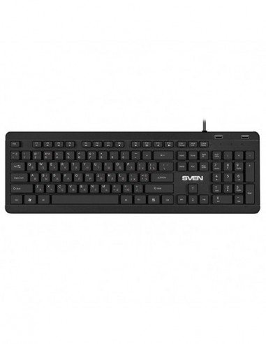 Tastaturi SVEN SVEN KB-E5700H- Keyboard- Waterproof construction- 104 keys- 12 Fn-keys- slim compact design- low-profile- USB 2.