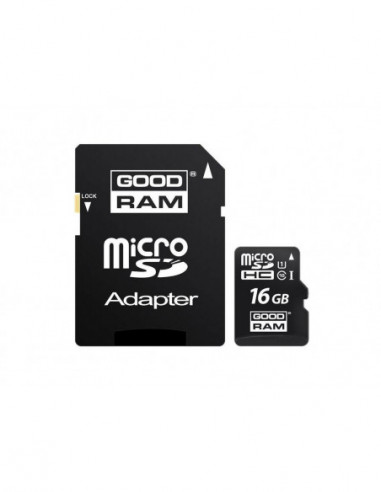 Безопасные цифровые карты микро 16GB microSD Class10 U1 UHS-I + SD adapter Goodram M1AA- 600x- Up to: 90MBs