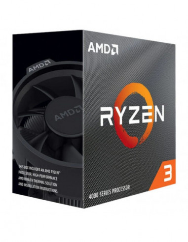 Procesor AM4 AMD Ryzen 3 4100- Socket AM4- 3.8-4.0GHz (4C8T)- 2MB L2 + 4MB L3 Cache- No Integrated GPU- 7nm 65W- Unlocked- Box (
