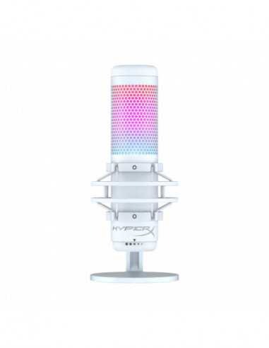 Microfoane PC HyperX QuadCast S- White- RGB Microphone for the streaming- Anti-Vibration shock mount- Tap-to-Mute sensor with LE