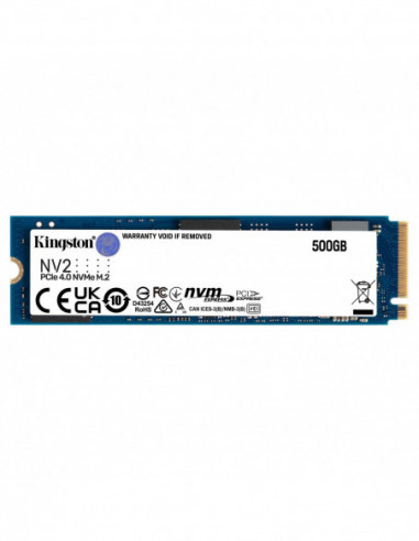 M.2 PCIe NVMe SSD M.2 NVMe SSD 500GB Kingston NV2- Interface: PCIe4.0 x4 NVMe1.3- M2 Type 2280 form factor- Sequential Reads 35