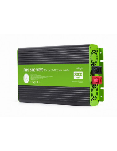Inverter EnerGenie EG-PWC-PS2000-01- 12 V Pure sine wave car DC-AC power inverter- 2000 W- with USB port 5V-2.1A- Input: 10-16