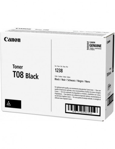 Опции и запчасти для копировальных аппаратов Toner Cartridge Canon T08 Black- for i-Sensys X 1238i- Yield 11-000 pages