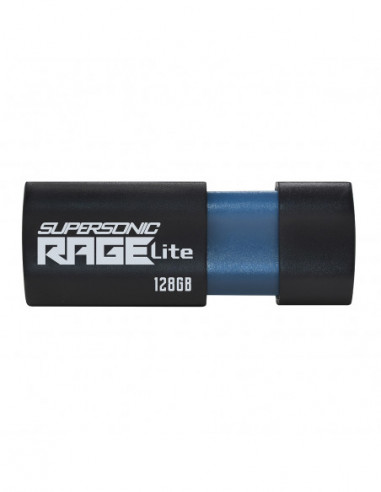 Unități flash USB 128GB USB3.2 Patriot Supersonic Rage Lite Black- Retractable design (Up to 120MBs Read Speed)