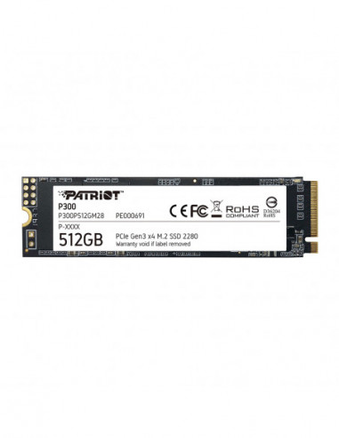 M.2 PCIe NVMe SSD M.2 NVMe SSD 512GB Patriot P300- Interface: PCIe3.0 x4 NVMe 1.3- M2 Type 2280 form factor- Sequential Read 17