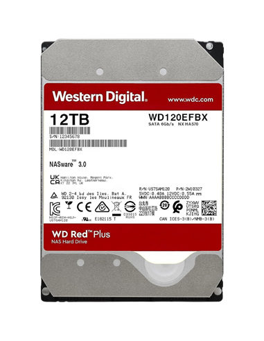 Жесткий диск Western Digital WD Red Plus, 3.5", 12 ТБ <WD120EFBX>