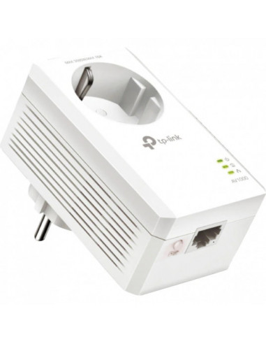 Dispozitive Power Line TP-LINK TL-PA7017P- AV1000 Powerline Adapter with AC Passthrough- Compact Size- 1000Mbps Powerline Datar