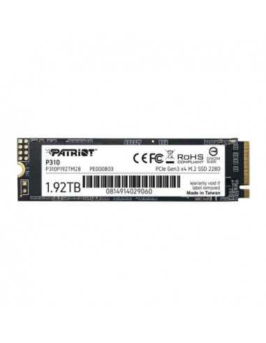 M.2 PCIe NVMe SSD M.2 NVMe SSD 1.92TB Patriot P310- Interface: PCIe3.0 x4 NVMe 1.3- M2 Type 2280 form factor- Sequential Read 2
