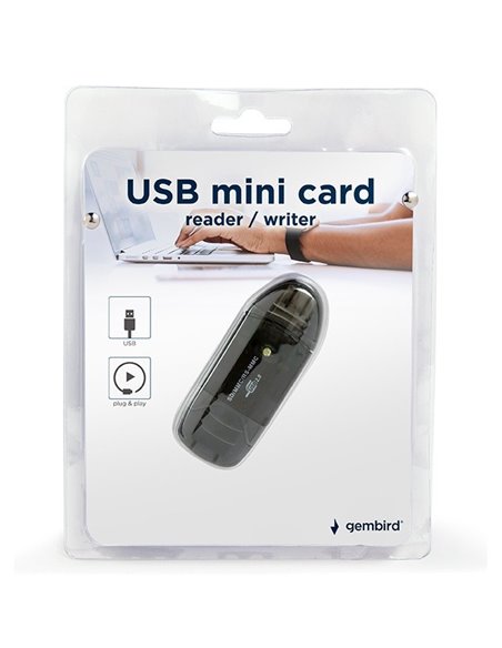 Кардридер Gembird FD2-SD-1, USB Type-A, Прозрачный