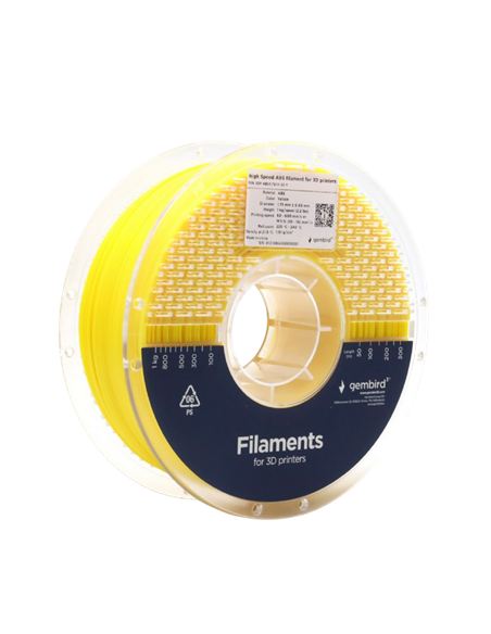 Filament pentru imprimantă 3D Gembird 3DP-ABS1.75HY-01-Y, ABS, Galben, 1.75 mm, 1kg