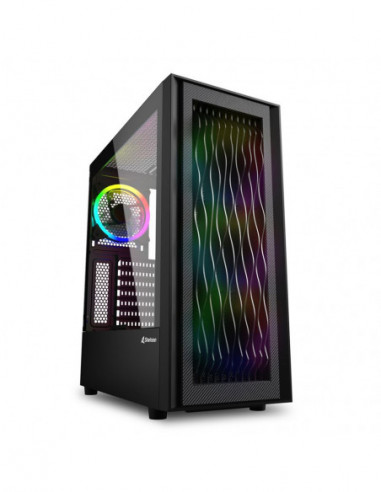 Carcase Sharkoon Sharkoon RGB WAVE ATX Case- with Side Panel of Tempered Glass- without PSU- 3D Wave Design Front Panel- Pre-In
