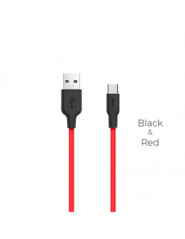 Cabluri Cable USB to USB-C HOCO “X21 Silicone”- 1m- BlackRed- up to 2A- Charging Data Cable- Outer material: Silicone