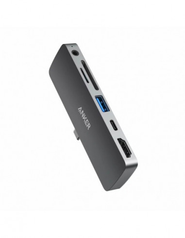 Cuplare și conectare Anker Media Hub PowerExpand Direct for iPad Pro- 6-in-1- 60W Power Delivery- USB-C- 4K HDMI- Audio 3.5mm- U