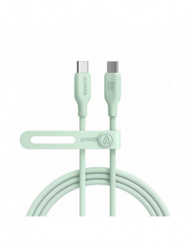 Кабели USB, периферия Cable Type-C to Type-C-1.8 m-Anker 543 Bio-based- 100W- 20.000-bend lifespan- green