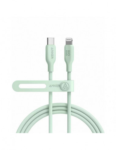 Кабели USB, периферия Cable Type-C to Lightning-1.8 m-Anker 541 Bio-based- 30W- Apple official MFi- 20.000-bend lifespan- green