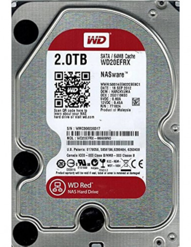 Настольное хранилище HDD 3.5 3.5 HDD 2.0TB Western Digital WD20EFPX Caviar Red Plus NAS- CMR Drive- 5400rpm- 64MB- SATAIII