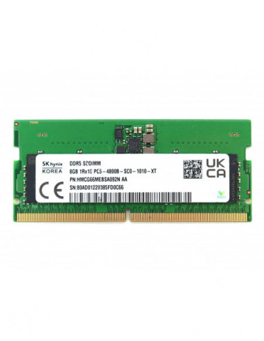 SO-DIMM DDR5 8GB DDR5-4800 SODIMM SK Hynix- PC5-38400- CL40- 1Rx16- 1.1V- Bulk (HMCG66MEBSA095N BA)