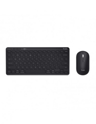 Tastaturi Trust Trust Lyra Multi-Device Compact Wireless keyboard and mouse set- RF 2.4GHz- Bluetooth- 800-1600 DPI- Silent cli