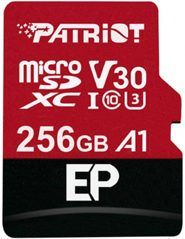 Carduri digitale securizate micro 256GB microSD Class10 UHS-I A1 (V30) + SD adapter Patriot EP Series microSD- Read: 90Mbs- Wri