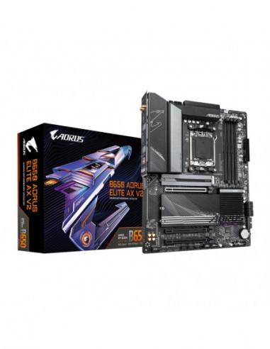 Материнские платы с процессором AM5 GIGABYTE B650 AORUS ELITE AX V2- Socket AM5- 16Phases- AMD B650- Dual 4xDDR5-8000- APU AMD g