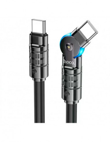 Cabluri Cable USB-C to USB-C HOCO “U118 Triumph”- 1.2m- Black- Rotating Charging Data Cable- Laptop 60W (20V3A) charging- u