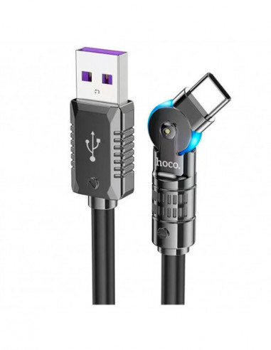 Cabluri Cable USB to USB-C HOCO “U118 Triumph”- 1.2m- Black- Rotating Charging Data Cable- Super Fast Charge- up to 100W- u