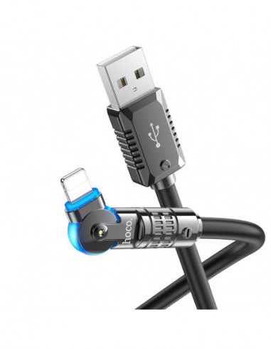 Cabluri Cable USB to Lighning HOCO “U118 Triumph”- 1.2m- Black- Rotating Charging Data Cable- Apple PD 27W fast charge- Out