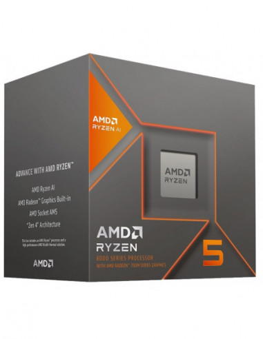 Procesor AM5 AMD Ryzen 5 8600G- Socket AM5- 4.3-5.0GHz (6C12T)- 6MB L2 + 16MB L3 Cache- AMD Radeon 760M Graphics- 4nm 65W- Zen4-