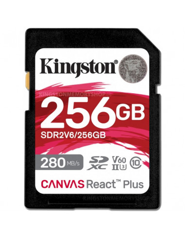 Безопасные цифровые карты 256GB SD Class10 UHS-II U3 (V60) Kingston Canvas React Plus V60- Ultimate- Read: 280Mbs- Write: 100Mb