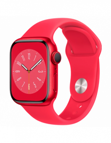 Dispozitive purtabile Apple Apple Watch Series 8 GPS- 45mm (PRODUCT)RED Aluminium Case with (PRODUCT)RED Sport Band- MNP43