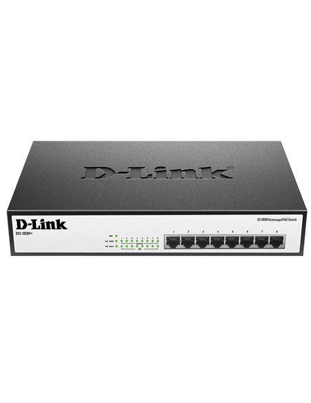 PoE коммутатор D-Link DES-1008P+, 8x IEEE 802.3af/at