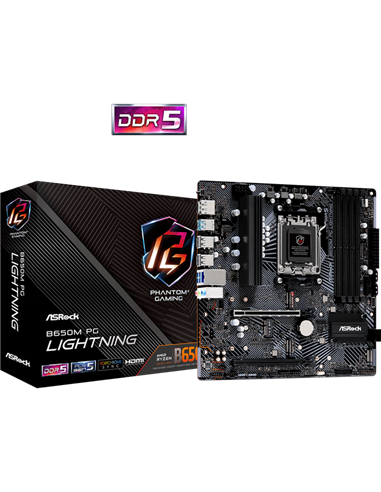 Материнская плата ASRock B650M PG LIGHTNING, AM5, AMD B650, Micro-ATX