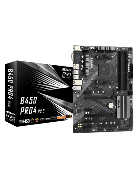 Материнская плата ASRock B450 PRO4 R2.0, AM4, AMD B450, ATX