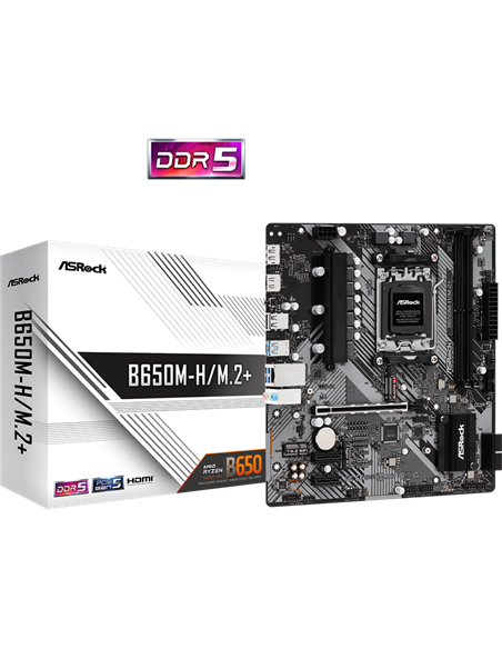 Материнская плата ASRock B650M-H/M.2+, AM5, AMD B650, Micro-ATX