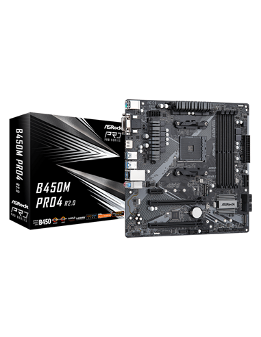 Материнская плата ASRock B450M PRO4 R2.0, AM4, AMD B450, Micro-ATX