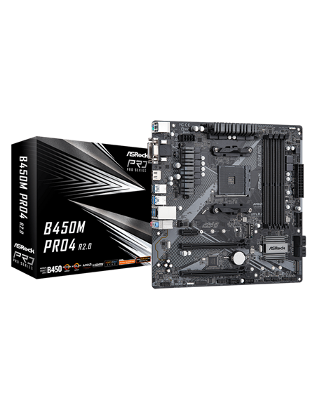 Материнская плата ASRock B450M PRO4 R2.0, AM4, AMD B450, Micro-ATX