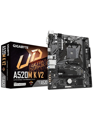 Материнская плата Gigabyte A520M K V2, AM4, AMD A520, Micro-ATX