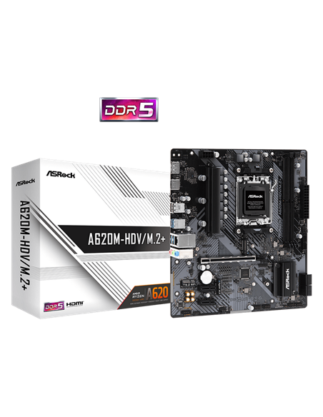 Материнская плата ASRock A620M-HDV/M.2+, AM5, AMD A620, Micro-ATX