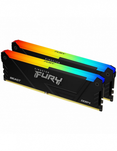 DIMM DDR4 SDRAM 16GB DDR4-3733MHz Kingston FURY Beast RGB (Kit of 2x8GB) (KF437C19BB2AK216)- CL19-23-23- 1.35V- Black