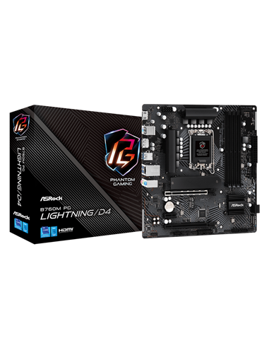 Материнская плата ASRock B760M PG LIGHTNING/D4, LGA1700, Intel B760, Micro-ATX