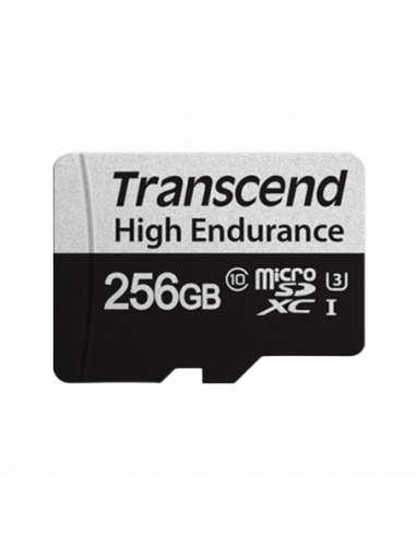 Безопасные цифровые карты микро 256GB MicroSD (Class 10) UHS-I (U3)-+SD adapter- Transcend TS256GUSD350V (RW:9545MBs-Endurance)