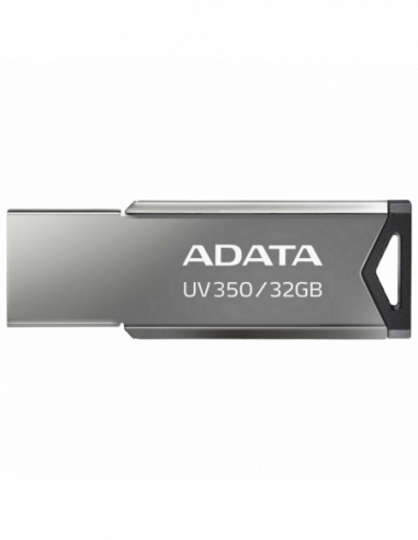 Metalic/Viteză mare/Premium 32GB USB3.1 Flash Drive ADATA UV350- Silver- Metal Case- Slim Capless- Keychain (RW:6030MBs)