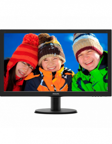 Monitoare LCD 24 inch 23.6 PHILIPS 243V5QHABA- Black- MVA- 1920x1080- 60Hz- 8ms- 250cd- SC10mil:1- D-Sub+DVI+HDMI- Spkrs
