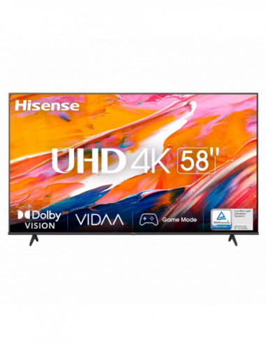 Televizoare 58 LED SMART TV Hisense 58A6K- Real 4K- 3840x2160- VIDAA OS- Black