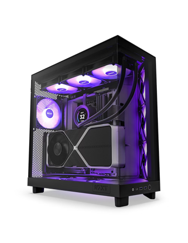 Carcasă PC NZXT H6 Flow RGB, Midi-Tower, Fără PSU, Negru