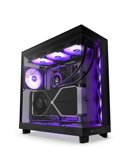 Carcasă PC NZXT H6 Flow RGB, Midi-Tower, Fără PSU, Negru