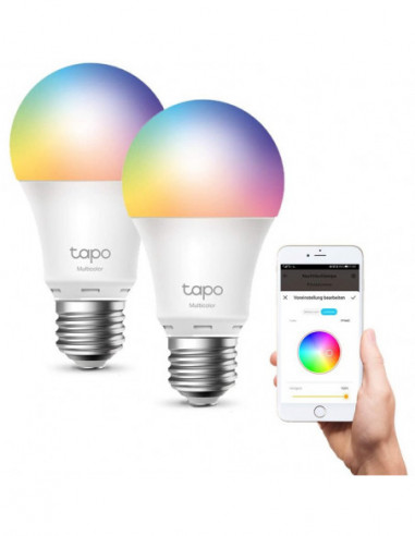 Smart освещение TP-LINK Tapo L530E(2-pack)- Smart Wi-Fi LED Bulb with Dimmable Light- Multicolor